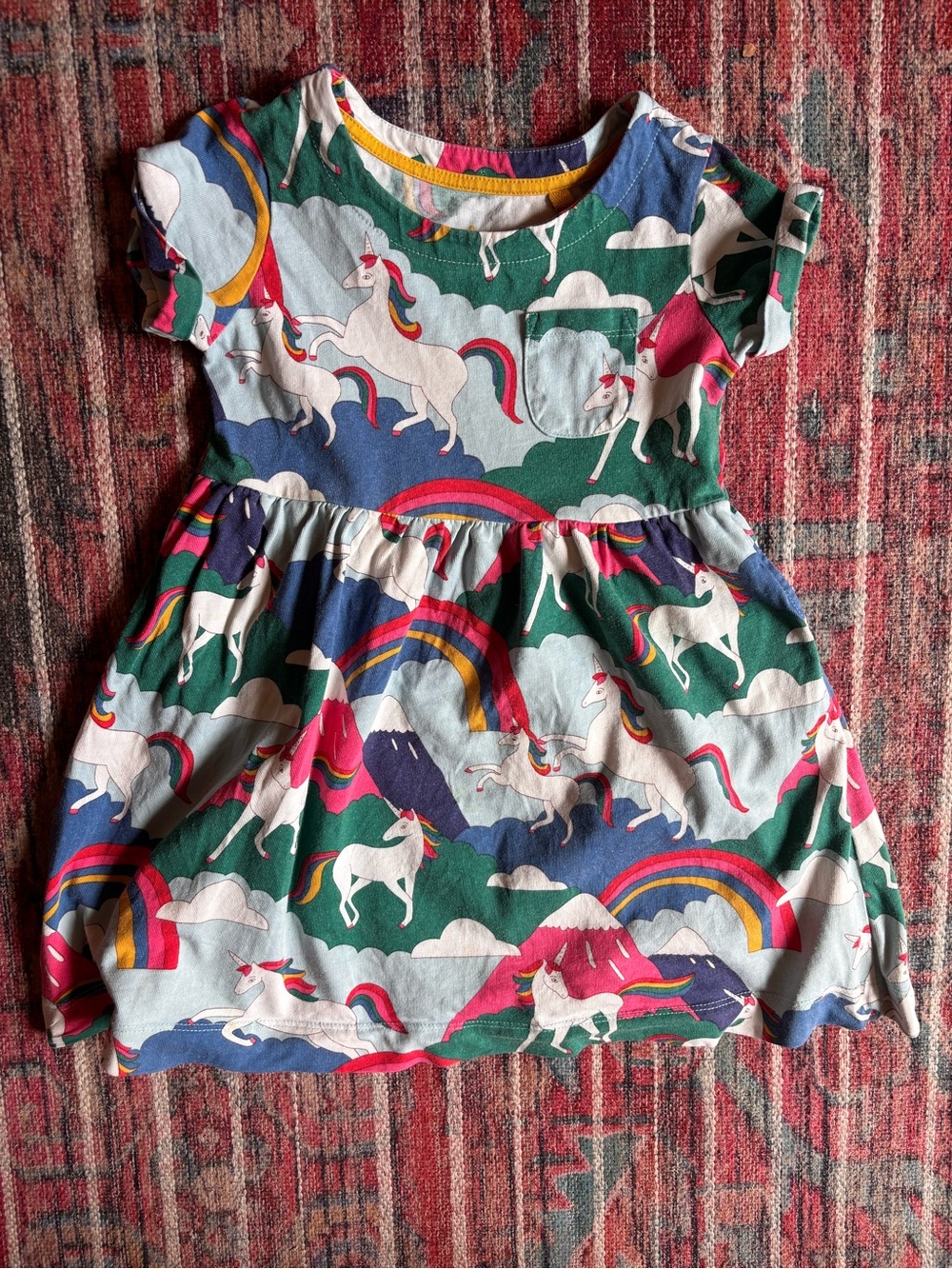 Mini Boden 4-5y Cotton Printed Unicorn Dress
